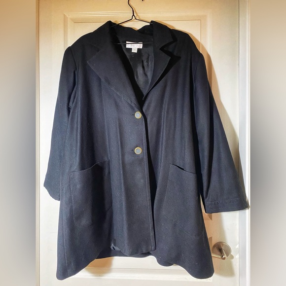CIMONE vintage 100% black wool coat size L - Picture 1 of 9